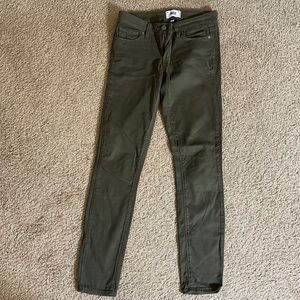 Paige Verdugo ultra skinny jeans olive green size 25
